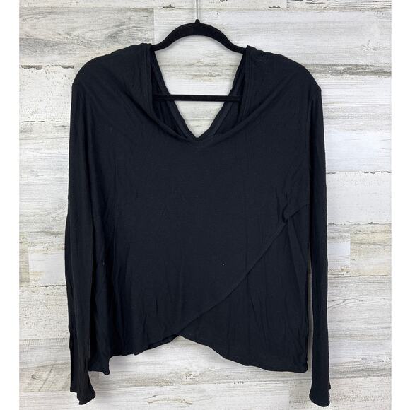 Revolve chaser womens medium black long sleeve v neck cross front blouse new - Picture 1 of 3